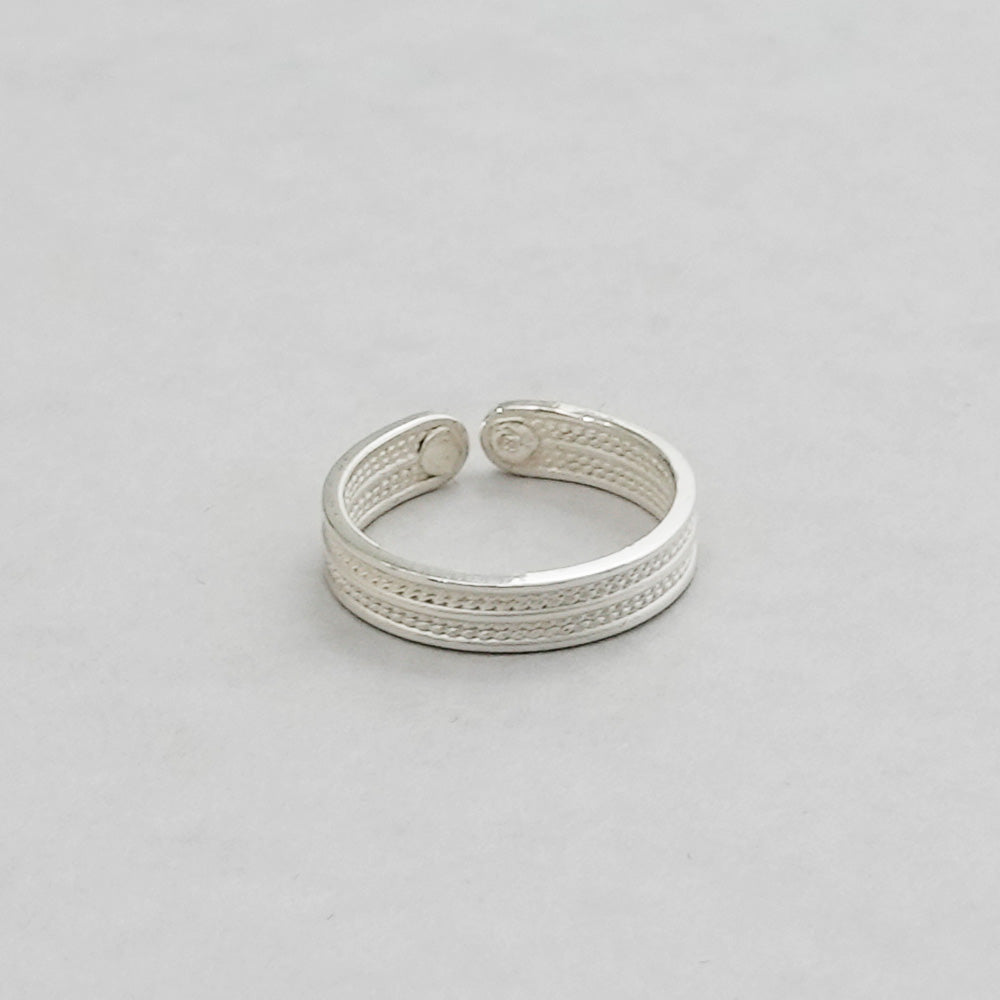 銀線細工 純銀フリーリング  しま