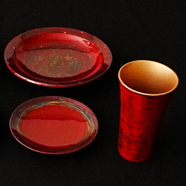 秋田塗 銘々皿15 朱