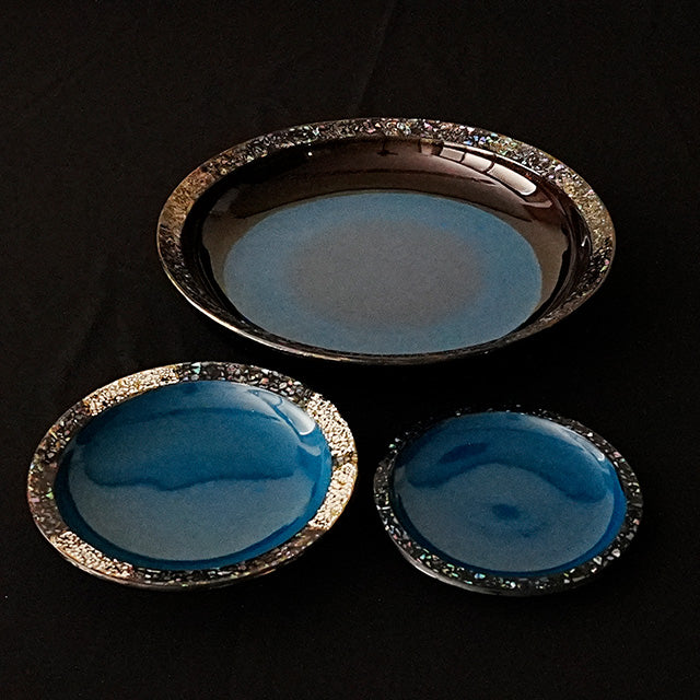 秋田塗 銘々皿18 碧