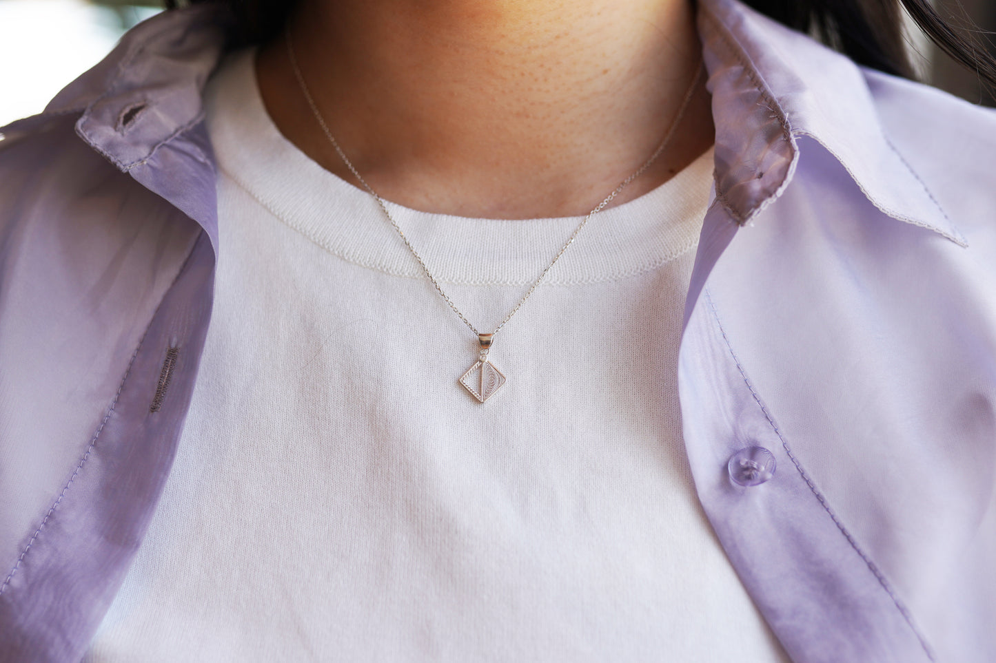 銀線細工 ペンダント しかく