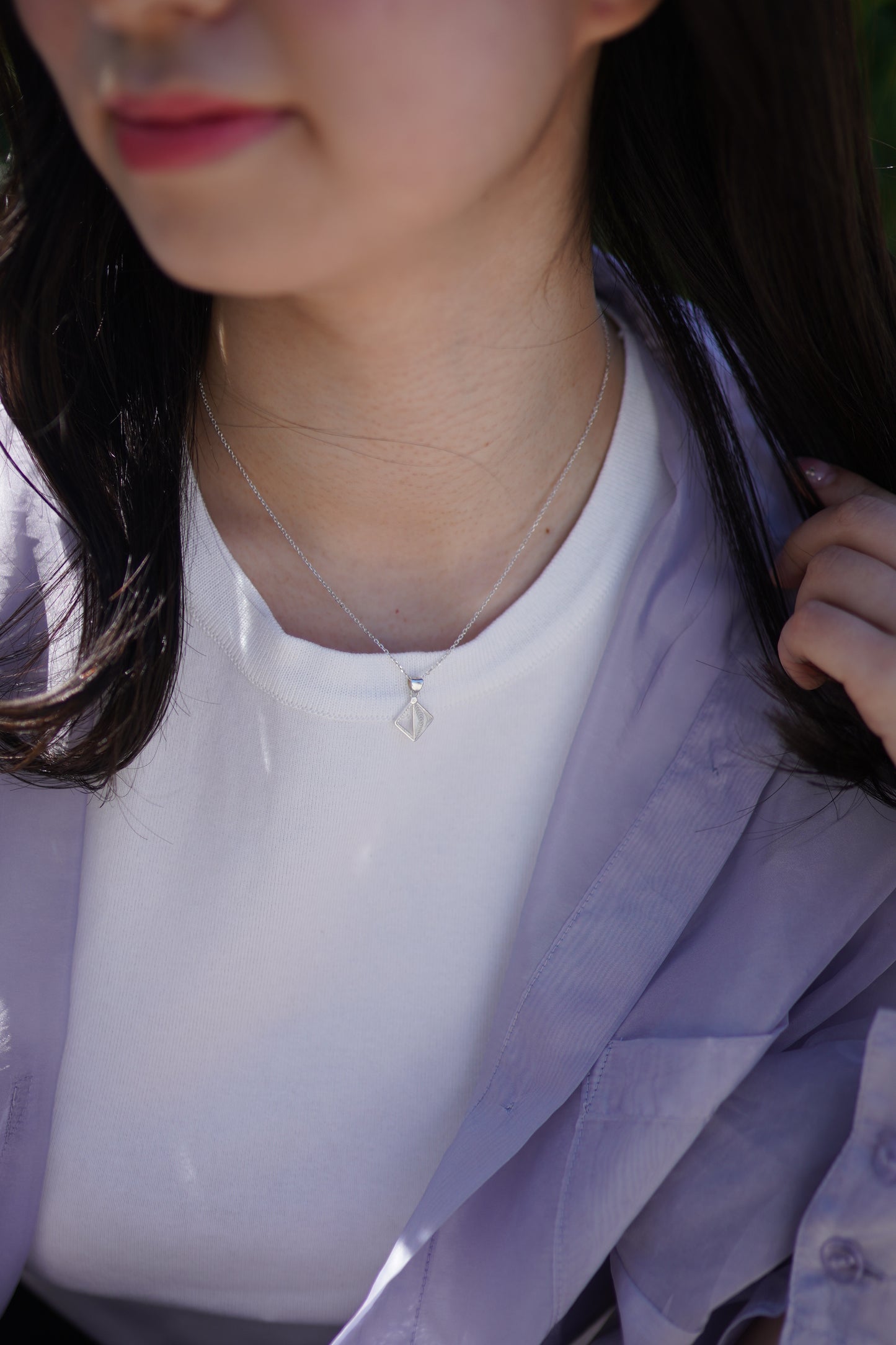 銀線細工 ペンダント しかく