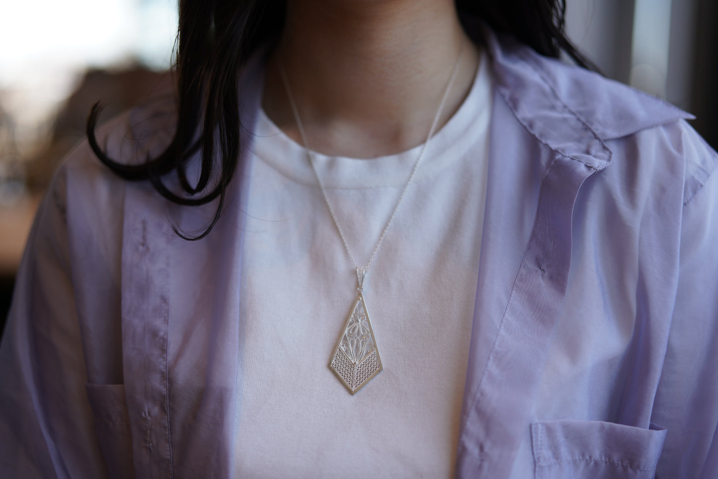 銀線細工 ペンダント しずくカット