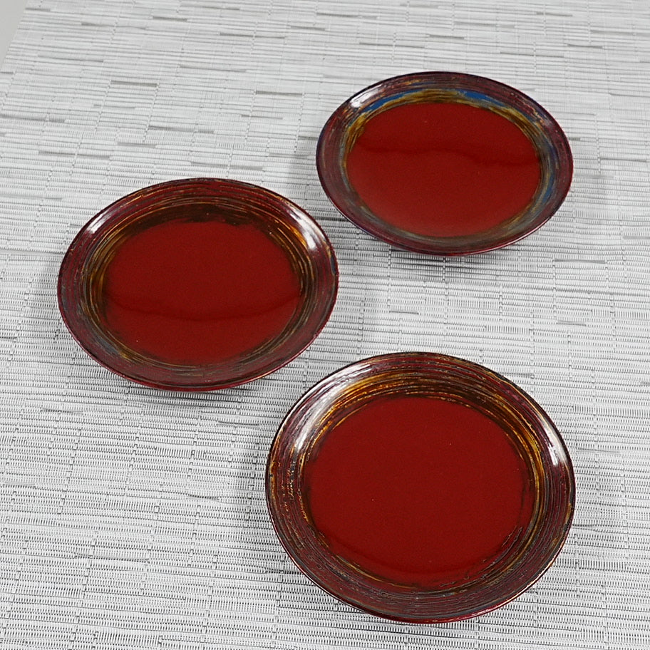 秋田塗 銘々皿15 朱