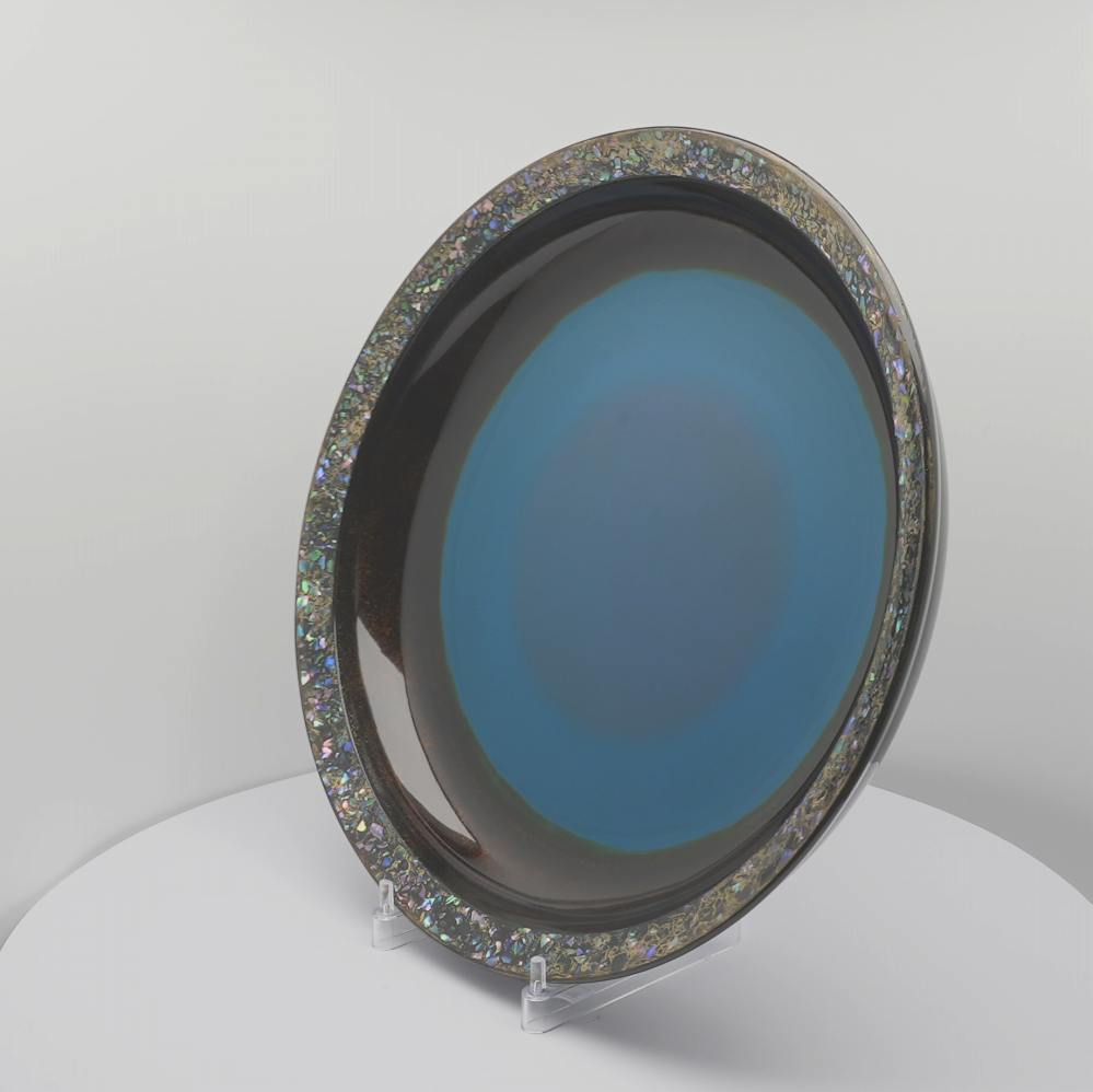 秋田塗 飾り皿 深湖