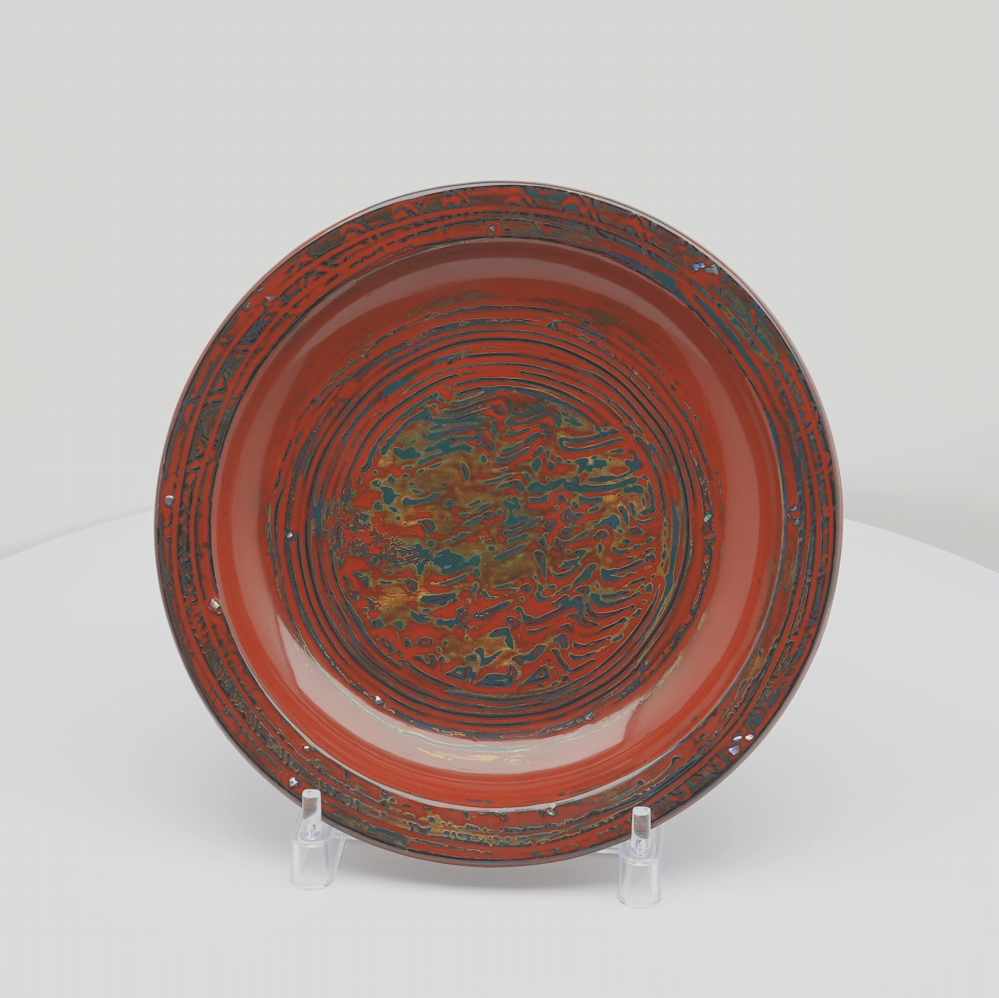 秋田塗 中皿21 朱