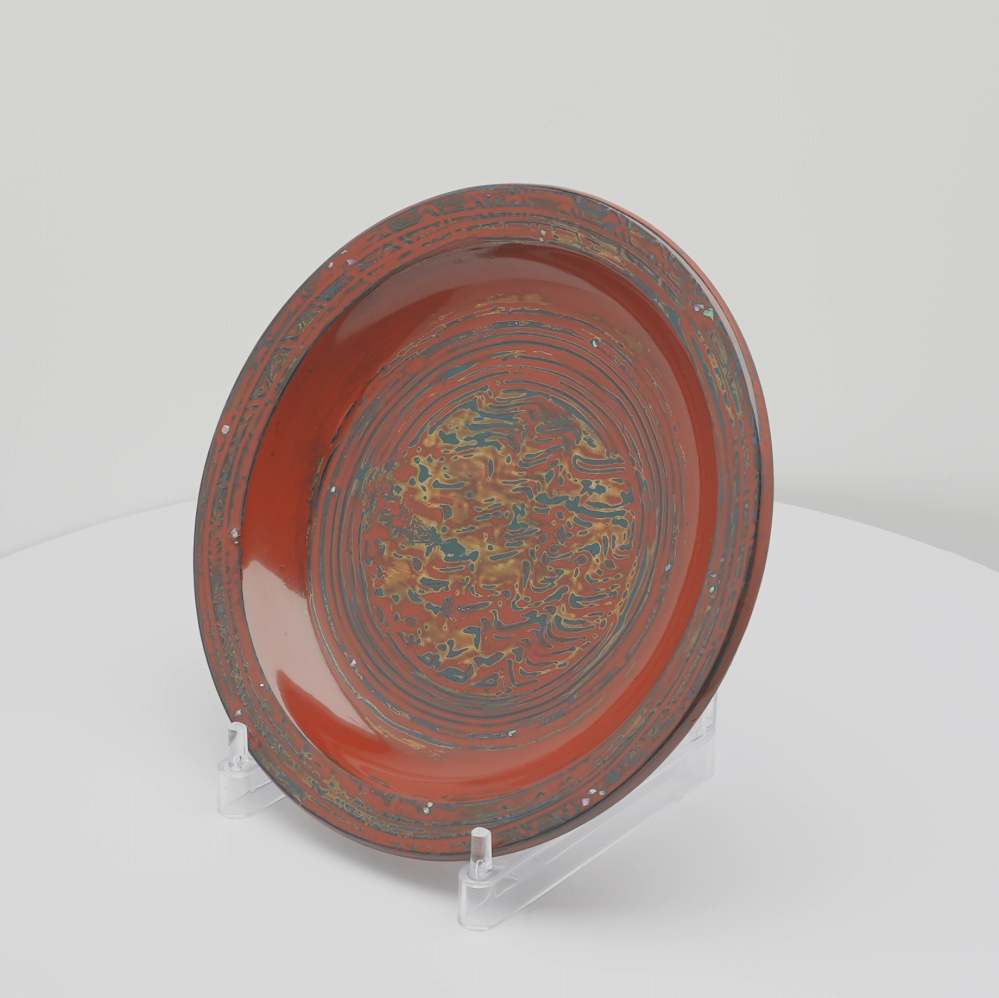 秋田塗 中皿21 朱