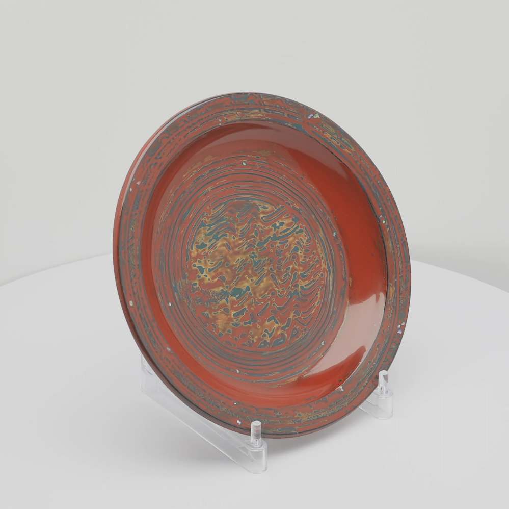 秋田塗 中皿21 朱